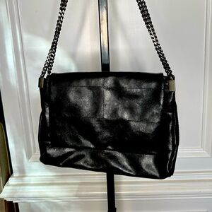 NWOT Zara Rock Flap Black faux leather handbag